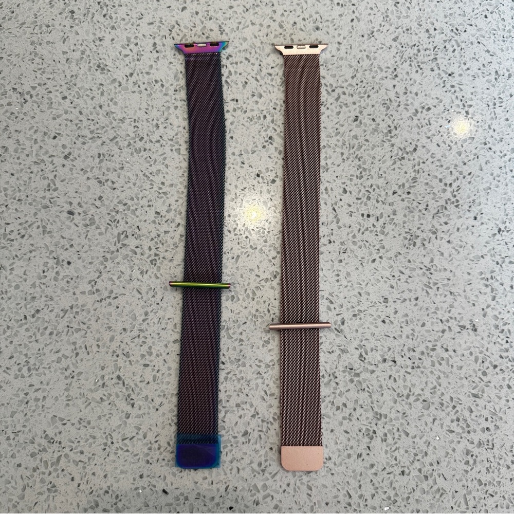Pair of metallic Apple Watch bands